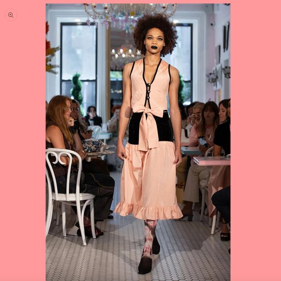 Batsheva Natasha Skirt in Lupine Pink — Velvet Black and Blush — size 4 - Picture 5 of 16